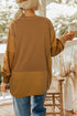 Mixed Texture Waffle Knit V Neck Pullover Top