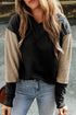 Mixed Texture Waffle Knit V Neck Top