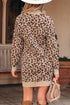 Mock Neck Animal Print Knit Sweater Dress