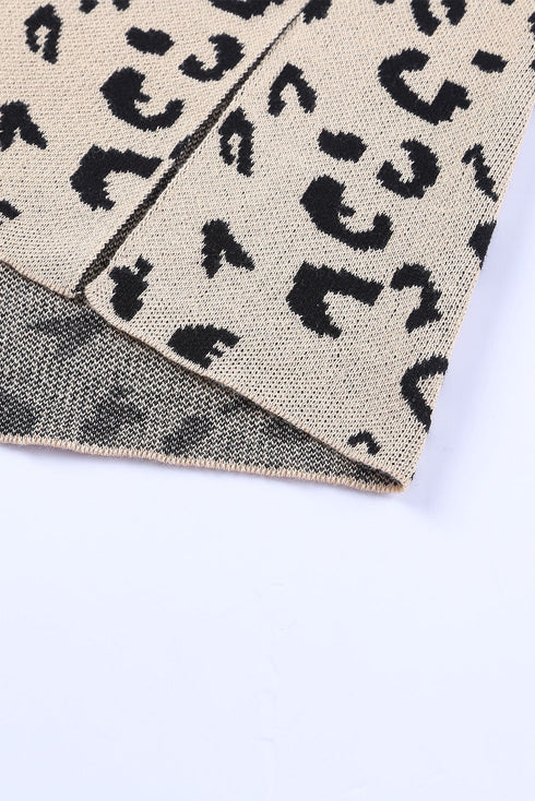 Mock Neck Animal Print Sleeve Relaxed Fit Sweater
