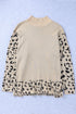 Mock Neck Animal Print Sleeve Relaxed Fit Sweater