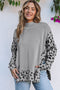 Mock Neck Animal Print Sleeve Relaxed Fit Sweater