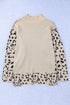 Mock Neck Animal Print Sleeve Relaxed Fit Sweater