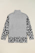 Mock Neck Animal Print Sleeve Relaxed Fit Sweater