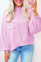 Mock Neck Balloon Sleeve Patch Pocket Knit Sweater