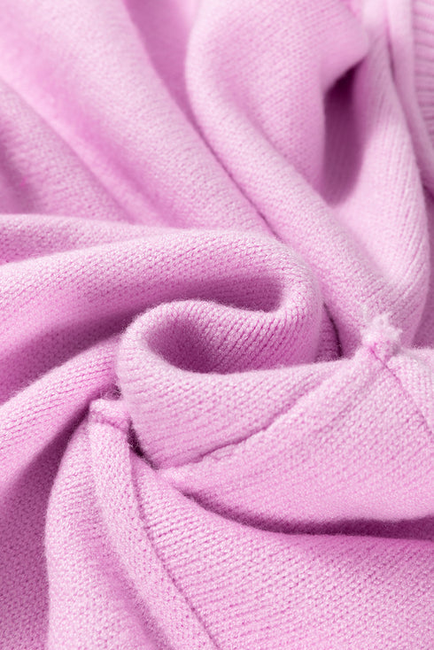 Mock Neck Balloon Sleeve Patch Pocket Knit Sweater