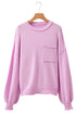Mock Neck Balloon Sleeve Patch Pocket Knit Sweater