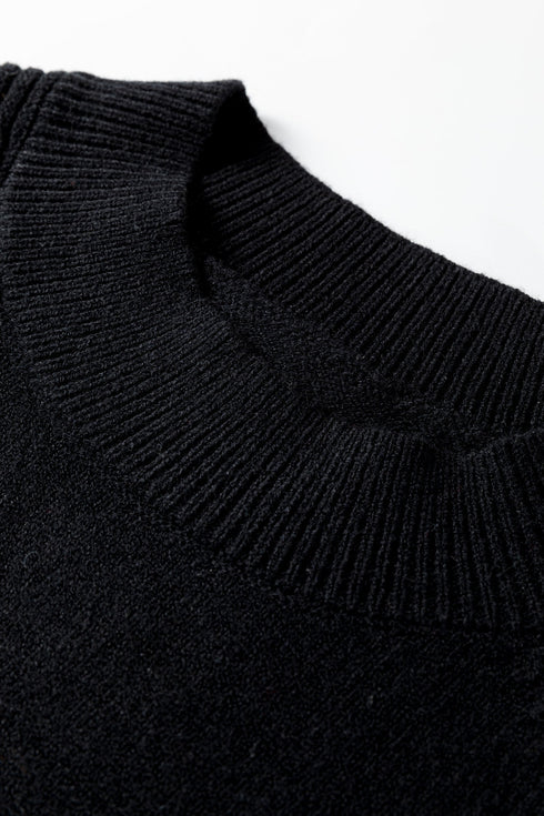 Mock Neck Balloon Sleeve Textured Knit Skirt Set