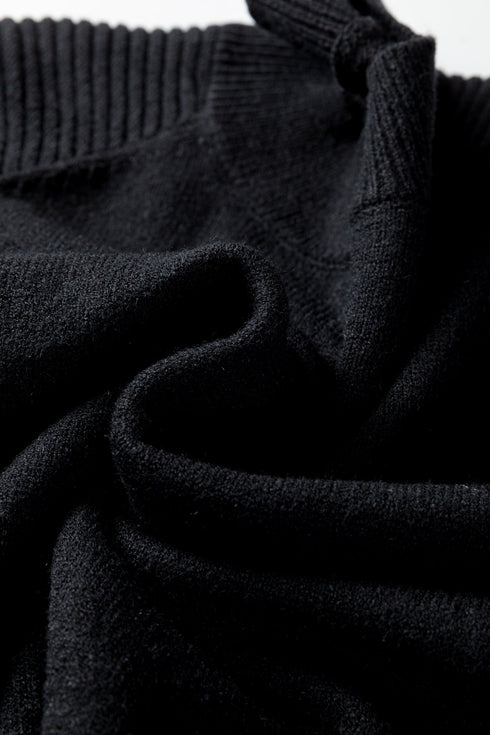 Mock Neck Balloon Sleeve Textured Knit Skirt Set