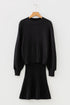 Mock Neck Balloon Sleeve Textured Knit Skirt Set
