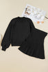 Mock Neck Balloon Sleeve Textured Knit Skirt Set