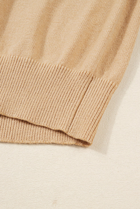 Mock Neck Balloon Sleeve Textured Knit Skirt Set