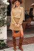 Mock Neck Balloon Sleeve Textured Knit Skirt Set
