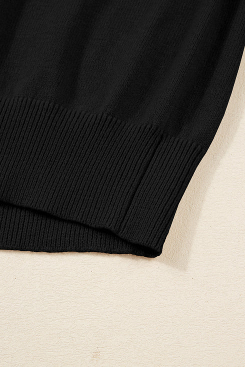 Mock Neck Balloon Sleeve Textured Knit Skirt Set