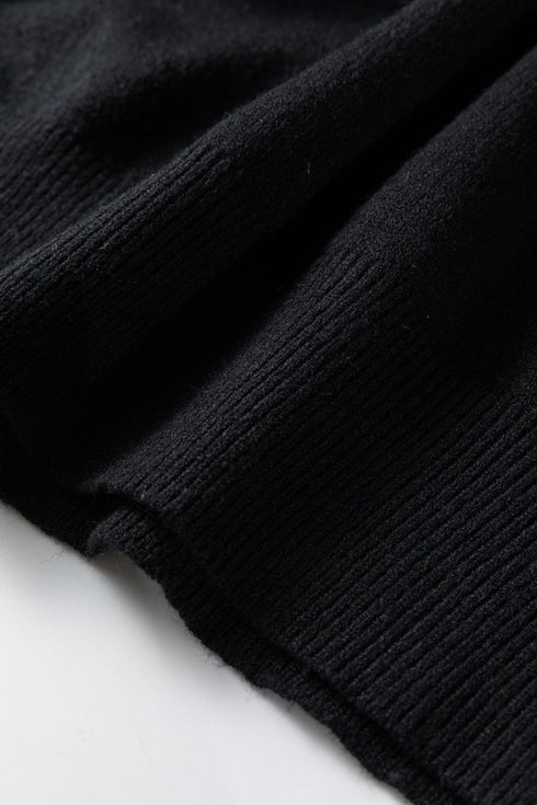 Mock Neck Balloon Sleeve Textured Knit Skirt Set