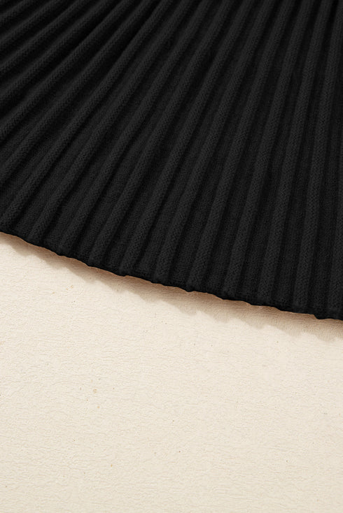 Mock Neck Balloon Sleeve Textured Knit Skirt Set