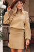 Mock Neck Balloon Sleeve Textured Knit Skirt Set
