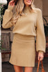 Mock Neck Balloon Sleeve Textured Knit Skirt Set