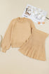 Mock Neck Balloon Sleeve Textured Knit Skirt Set