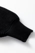 Mock Neck Balloon Sleeve Textured Knit Skirt Set