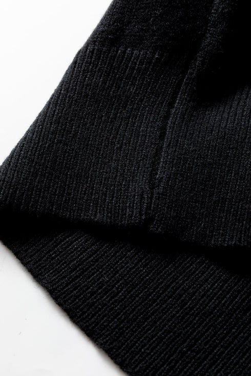 Mock Neck Balloon Sleeve Textured Knit Skirt Set