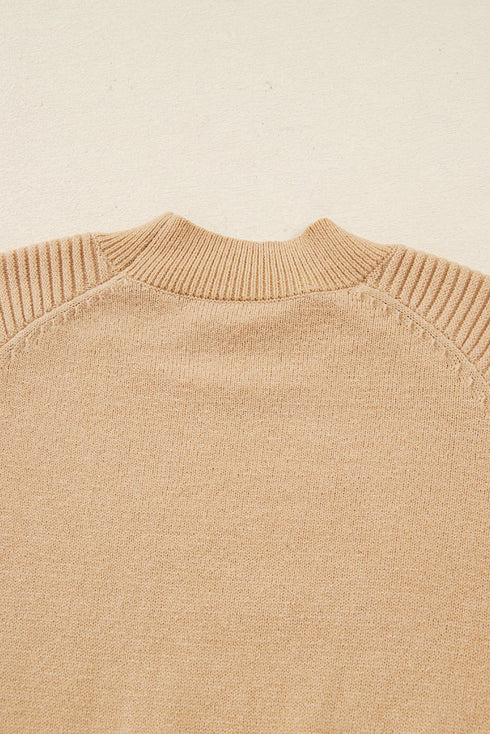 Mock Neck Balloon Sleeve Textured Knit Skirt Set