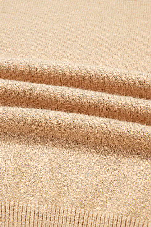 Mock Neck Balloon Sleeve Textured Knit Skirt Set