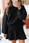 Mock Neck Balloon Sleeve Textured Knit Skirt Set