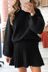 Mock Neck Balloon Sleeve Textured Knit Skirt Set