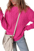 Mock Neck Cable Knit Long Sleeve Pullover Sweater