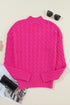 Mock Neck Cable Knit Long Sleeve Pullover Sweater