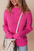 Mock Neck Cable Knit Long Sleeve Pullover Sweater