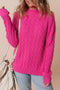 Mock Neck Cable Knit Long Sleeve Pullover Sweater