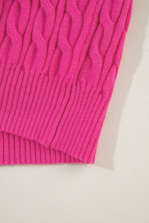 Mock Neck Cable Knit Long Sleeve Pullover Sweater