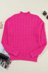Mock Neck Cable Knit Long Sleeve Pullover Sweater