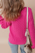 Mock Neck Cable Knit Long Sleeve Pullover Sweater