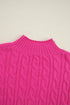 Mock Neck Cable Knit Long Sleeve Pullover Sweater