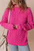 Mock Neck Cable Knit Long Sleeve Pullover Sweater