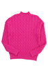 Mock Neck Cable Knit Long Sleeve Pullover Sweater