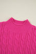 Mock Neck Cable Knit Long Sleeve Pullover Sweater