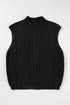 Mock Neck Cable Knit Sleeveless Sweater Top