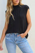 Mock Neck Cable Knit Sleeveless Sweater Top
