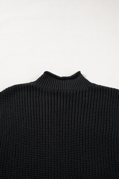 Mock Neck Cable Knit Sleeveless Sweater Top