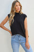 Mock Neck Cable Knit Sleeveless Sweater Top