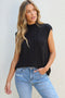 Mock Neck Cable Knit Sleeveless Sweater Top