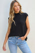 Mock Neck Cable Knit Sleeveless Sweater Top
