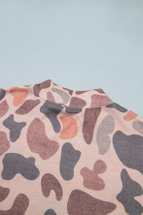 Mock Neck Camouflage Print Western Pullover Sweatshirt