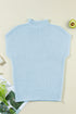 Mock Neck Cap Sleeve Chunky Knit Pullover Sweater