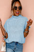 Mock Neck Cap Sleeve Chunky Knit Pullover Sweater