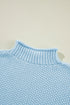 Mock Neck Cap Sleeve Chunky Knit Pullover Sweater